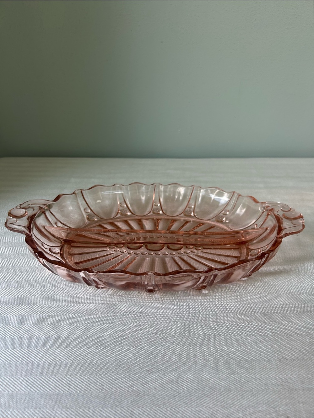 Pink Depression Glass Oval Serving Dish